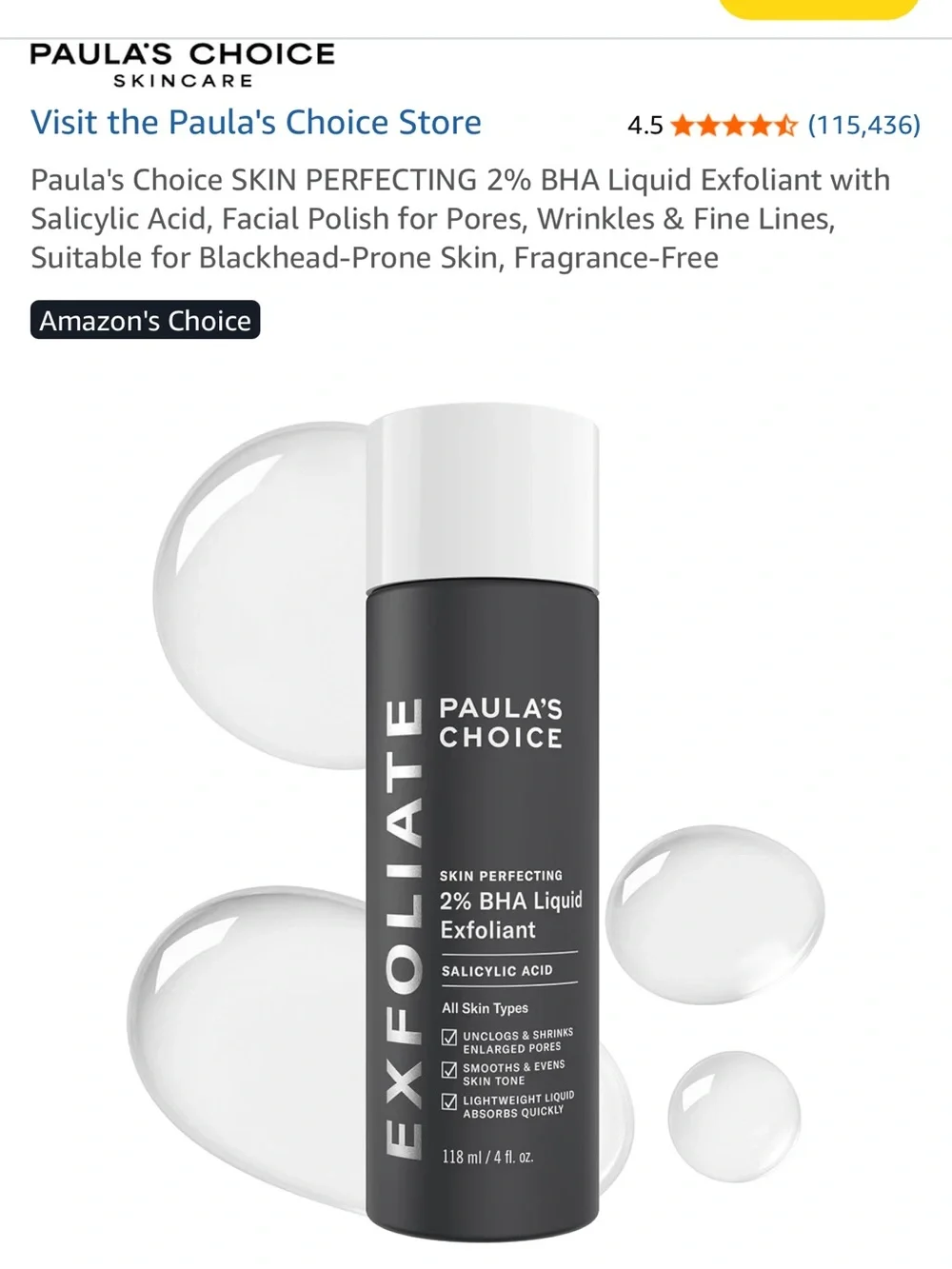 Paula's Choice Black & White 2% BHA Liquid Exfoliant